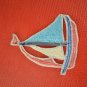 Vintage Hand Stitched Beaded Sequin Applique Sailboat Sew on Beach Ocean