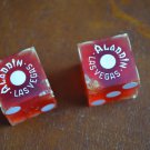 VINTAGE DICE ALADDIN HOTEL CASINO LAS VEGAS NEVADA LAMP LOGO PAIR RED Plastic