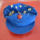 Vintage Chinese Cap 15 Pins Panda Flags Blue Hat 58 Wings Red Star