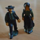 Vintage Cast Iron Pilgrim Couple Man Woman Amish Figurine Metal