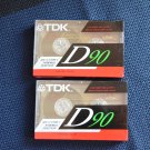 TDK D90 IEC I/Type I High Output Blank Cassette Tape NEW Sealed LOT OF 2