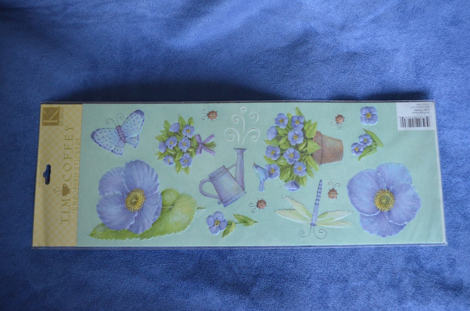 K&company Tim Coffey Blue Poppies Images Embossed Sticker Pack St0093