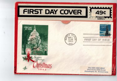 CHRISTMAS TREE AT THE WHITE HOUSE  FDC 1963 STAMP 1240 SANTA CLAUS IND