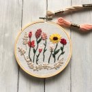 embroidery hoop art, floral design, wall art