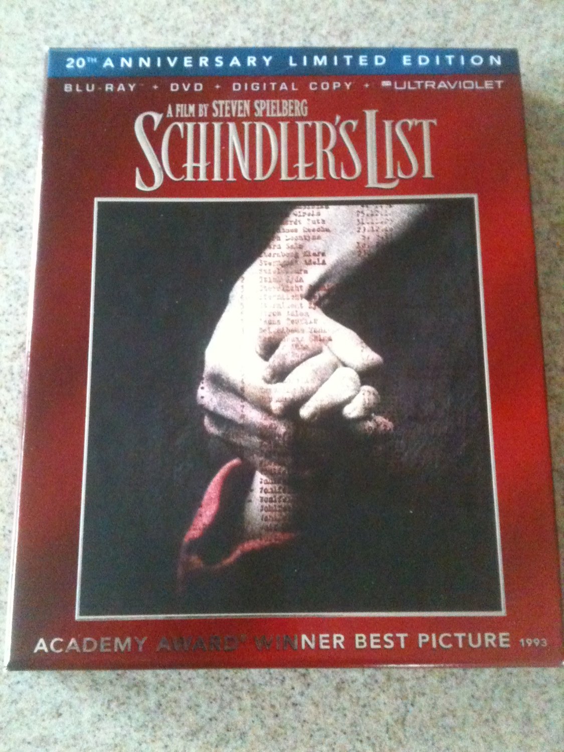 Schindler's List (Blu-ray/DVD, 2013, 3-Disc Set, 20th Anniversary) VG