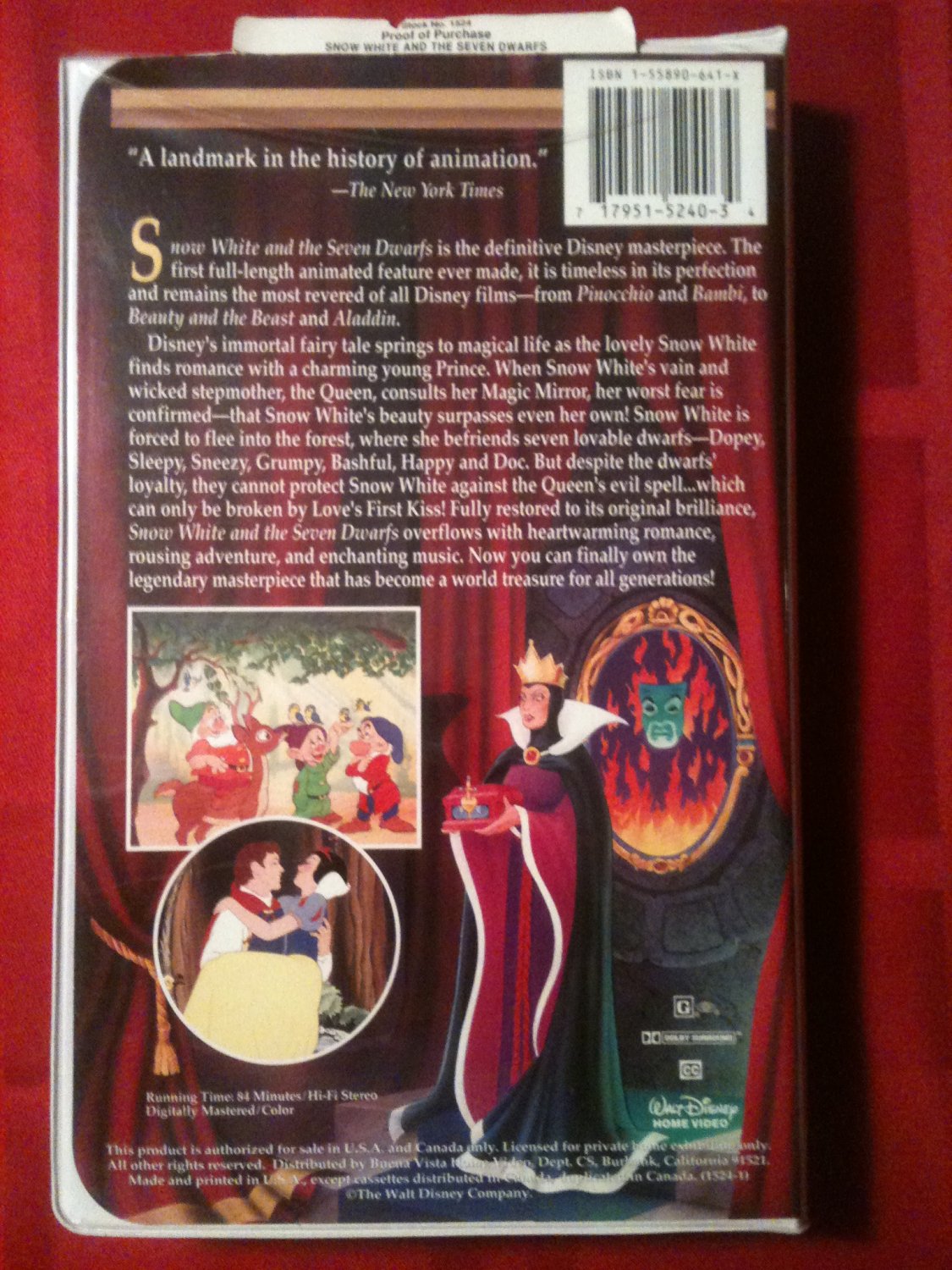 Snow White and the Seven Dwarfs (VHS, 1994) Disney, Original Owner