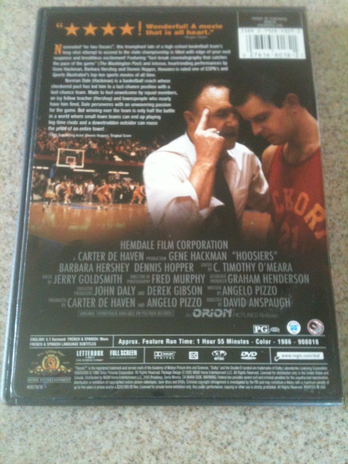 Hoosiers (DVD, 2000) LIKE NEW, 1986, Basketball, Gene Hackman