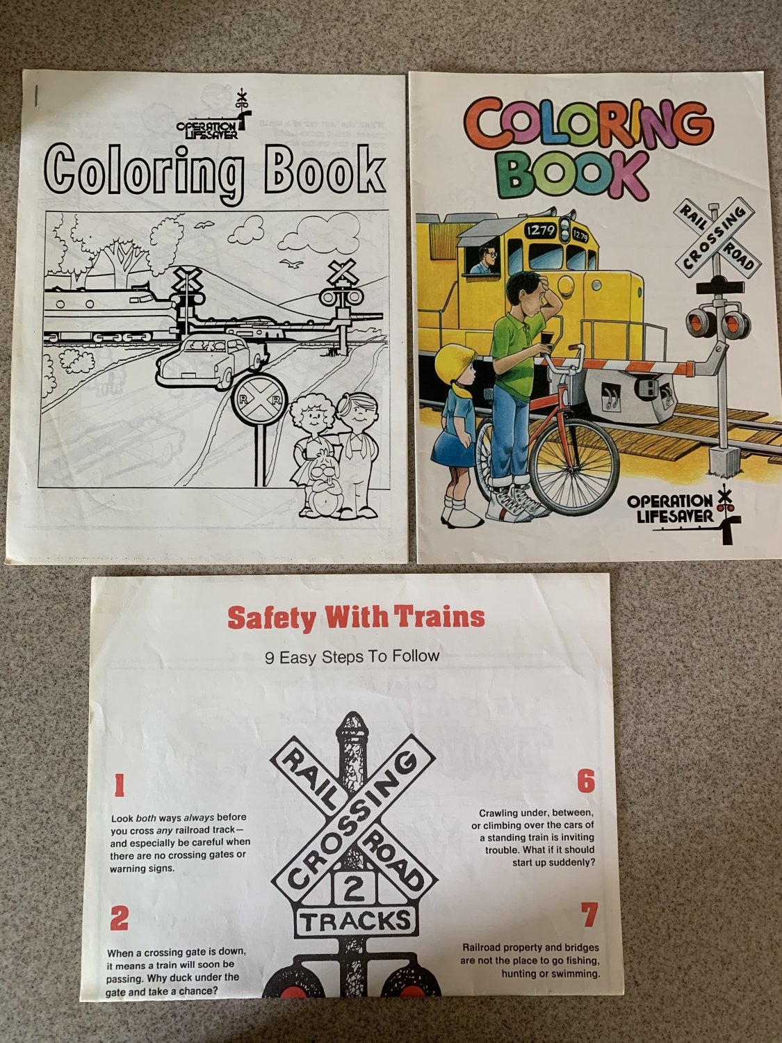 Operation Lifesaver Lot. 2 Coloring Books & Poster "Safety with Trains"