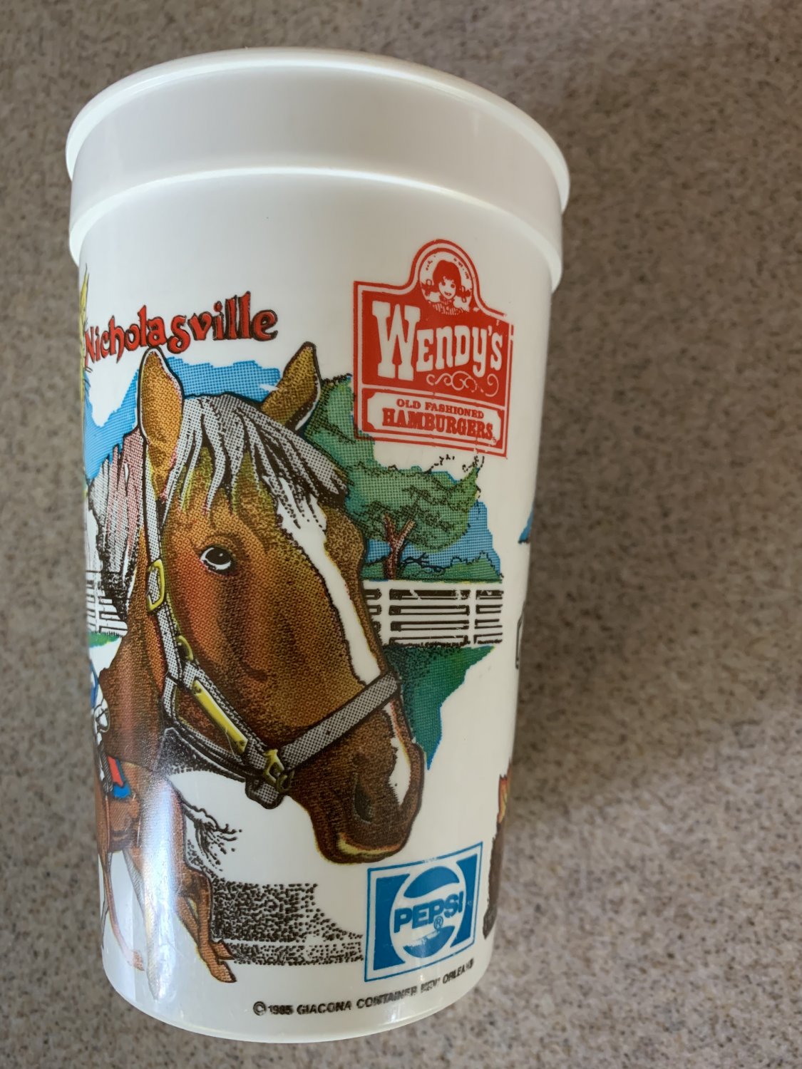 Wendy's Vintage (1985) Kentucky Plastic Cup. Lexington Nicholasville ...