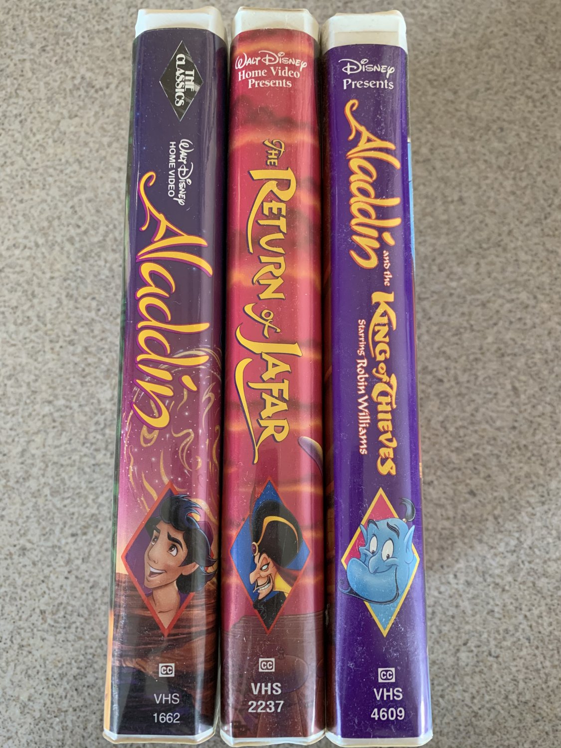 Aladdin, The Return Of Jafar, And The King Of Thieves 3 VHS Lot, Disney ...