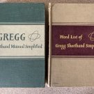 Gregg Shorthand Manual Simplified (1950) & Word List (1951) Hardcover Lot. Vtg
