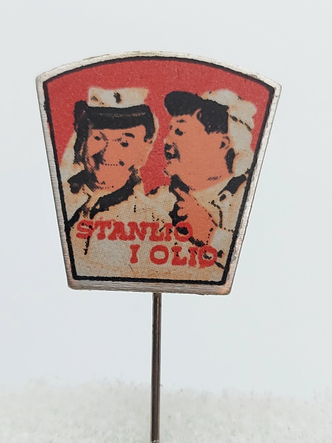 Laurel and Hardy Stars, Stan and Ollie, Yugoslavia editor vintage pin, badge, lapel !