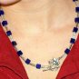 Cobalt cube and silver necklace