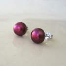 7.5-8M Wine Red Cultured Pearl 14K White Gold Earrings 7.5-8M Wine Red Cultured Pearl 14K White Gold Earrings