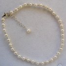 Cultured Pearl & Sterling Silver 10"-12" Ankle Bracelet Cultured Pearl & Sterling Silver 10"-12" Ankle Bracelet