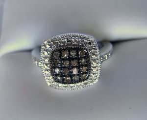 .20 CT Brown Diamond Ring - Pave Detail Design Sz7