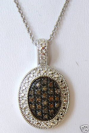 .30 CT Brown Diamond Pendant - Oval - Pave Detail