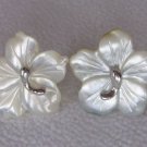Carved Mother of Pearl Sterling Silver Earrings