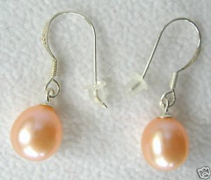 8-9mm Pink Freshwater Pearl Dangle Earrings