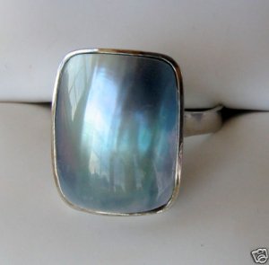 Blue Mabe Pearl Sterling Silver Ring