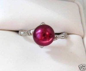 7.5-8M CULTURED WINE RED PEARL RING STERLING SILVER