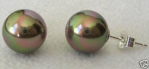 10mm Bronze South Sea Shell Pearl Stud Earrings