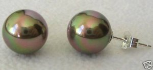 10mm Bronze South Sea Shell Pearl Stud Earrings