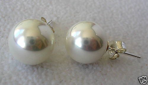 10mm White South Sea Shell Pearl Stud Earrings