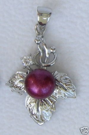 Genuine Freshwater Cultured Red Wine Pearl Pendant