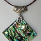 Paua Abalone Shell Pendant and Colored Wire Necklace