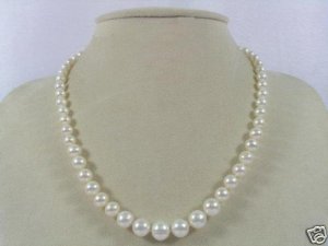 Genuine White Pearl Necklace Earrings Bracelet Set