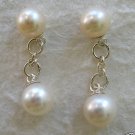 Round White Cultured Pearl Cuff Links - Sterling Silver
