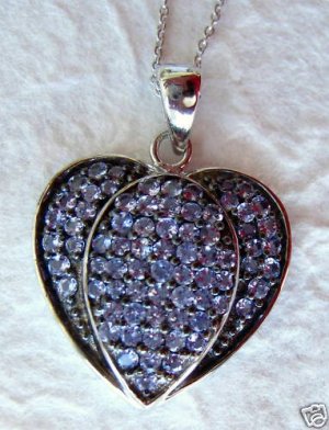 2.20 Ct Tanzanite Sterling Silver 925 Heart Pendant