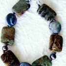 Agate Gemstone & Black Pearl Necklace Set