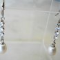 Sterling Silver 925 White Pearl Dangle Earrings 6-7mm