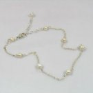 Cultured Pearl & Sterling Silver 8"-10" Tin Cup Anklet
