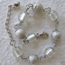 Clear & Silver Beaded Ankle Bracelet 8-9"