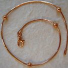 Italy Sterling Silver Rose Gold Bead Ankle Bracelet 9" Italy Sterling Silver Rose Gold Bead Ankle Bracelet 9"