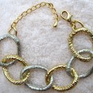 Two-Tone Silver & Gold Tone Hammered Link Bracelet 7-9"