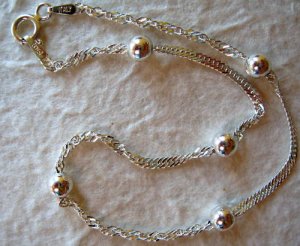 Italian Diamond Cut Sterling Silver Ankle Bracelet 9"