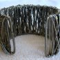 Metal Cuff Bracelet Acrylic Glass Beads Gray Tones