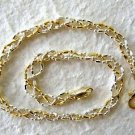 Italy Sterling Silver & 14k Gold Ankle Bracelet 11" Italy Sterling Silver & 14k Gold Ankle Bracelet 11"