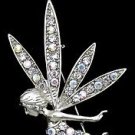 Silver Tone AB Crystal Fairy Pin Brooch