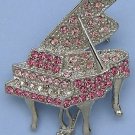 Silver Tone Crystal Grand Piano Pin Brooch Pink Silver Tone Crystal Grand Piano Pin Brooch Pink