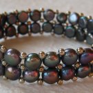 Handmade Two-Strand Black Cultured Pearl Stretch Bracelet