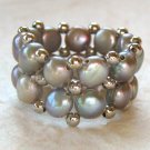 Gray Two-strand Freshwater Pearl Stretch Ring