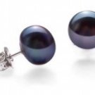 8-9M CULTURED BLACK PEARL STERLING SILVER EARRINGS