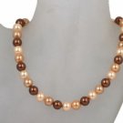 20" Brown Mother of Pearl Necklace & Earrings 10mm