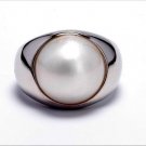 13mm White Mabe Pearl Sterling Silver .925 Ring SZ 8