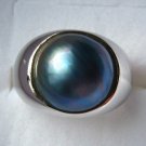 13mm Blue Mabe Pearl Sterling Silver .925 Ring SZ 8